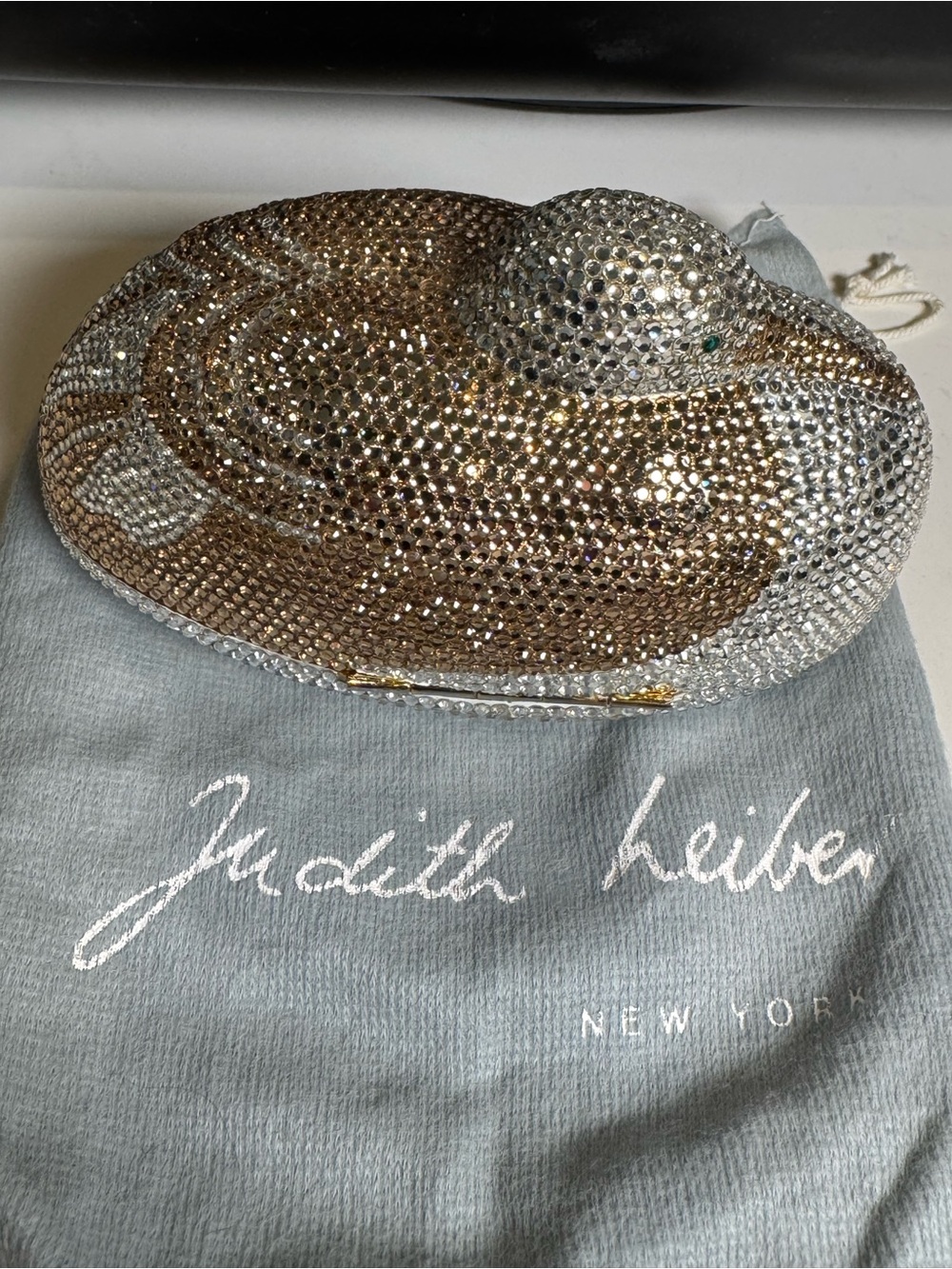 Judith Leiber Crystal-Embellished Hat Minaudière – Silver & Gold